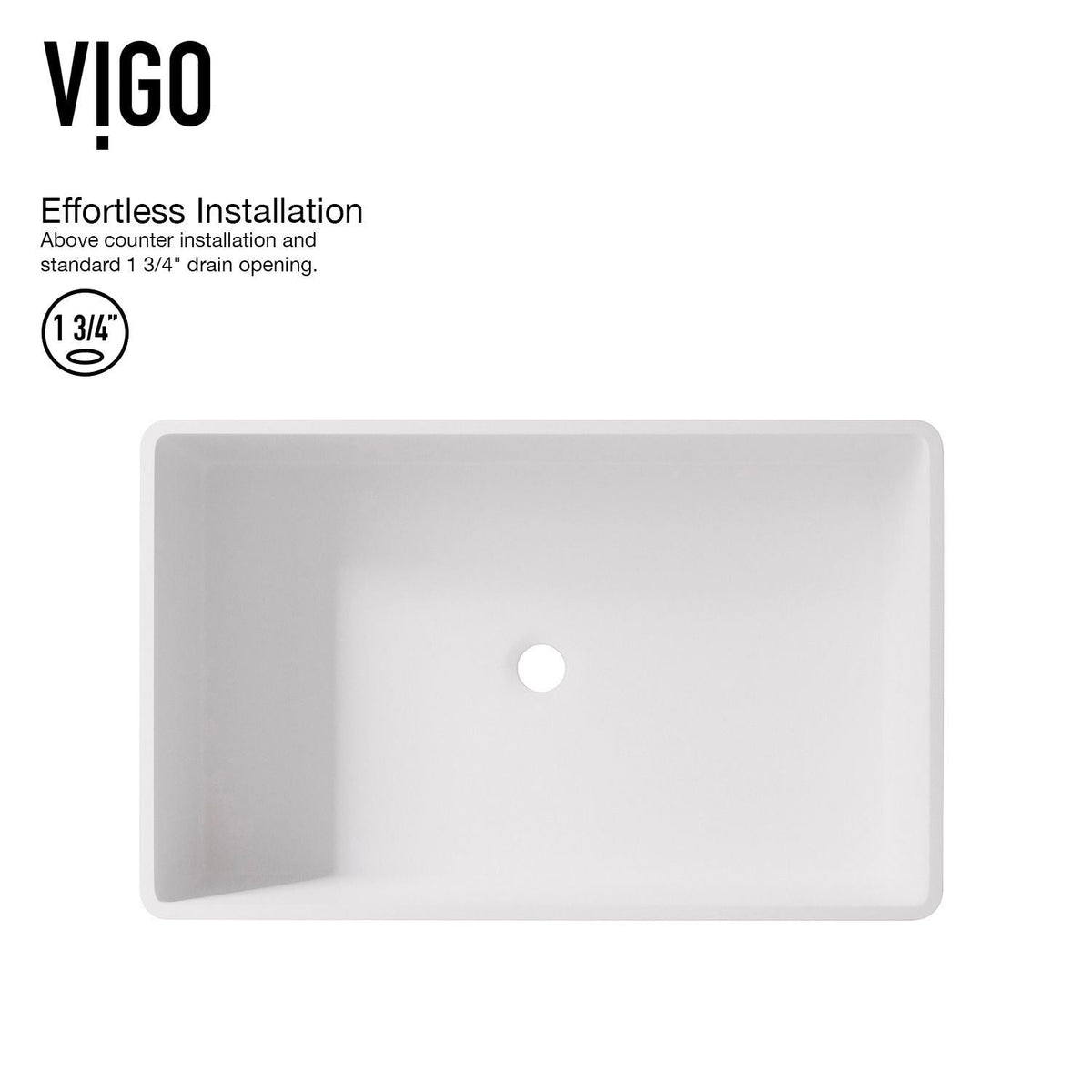 Magnolia MatteStone White Bathroom Sink/Basin Set with Amada Faucet and Rectangular Composite Vessel L4P6 - product image 8