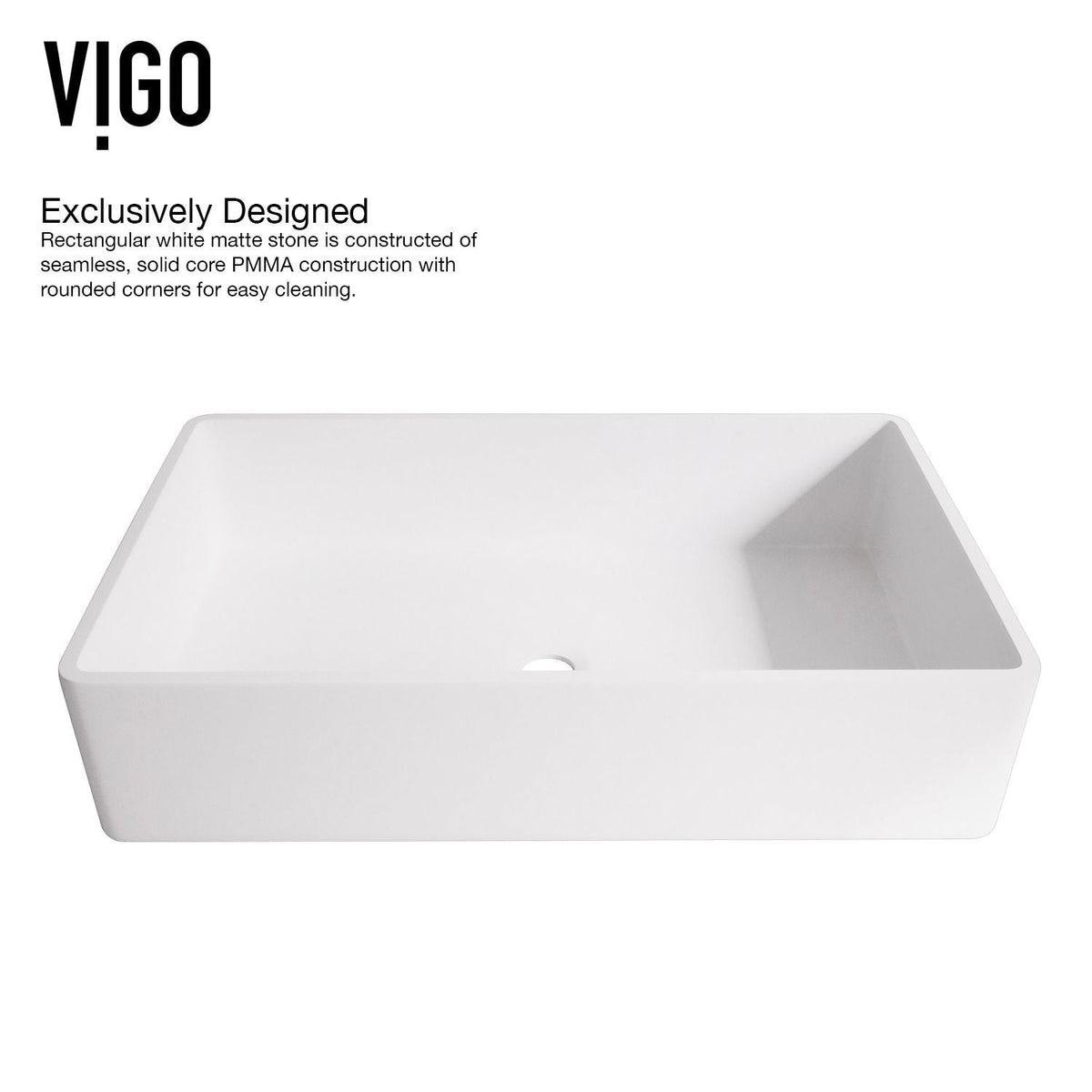 Magnolia MatteStone White Bathroom Sink/Basin Set with Matte Gold Duris Faucet and Rectangular Composite Vessel Y9P0 - product image 8