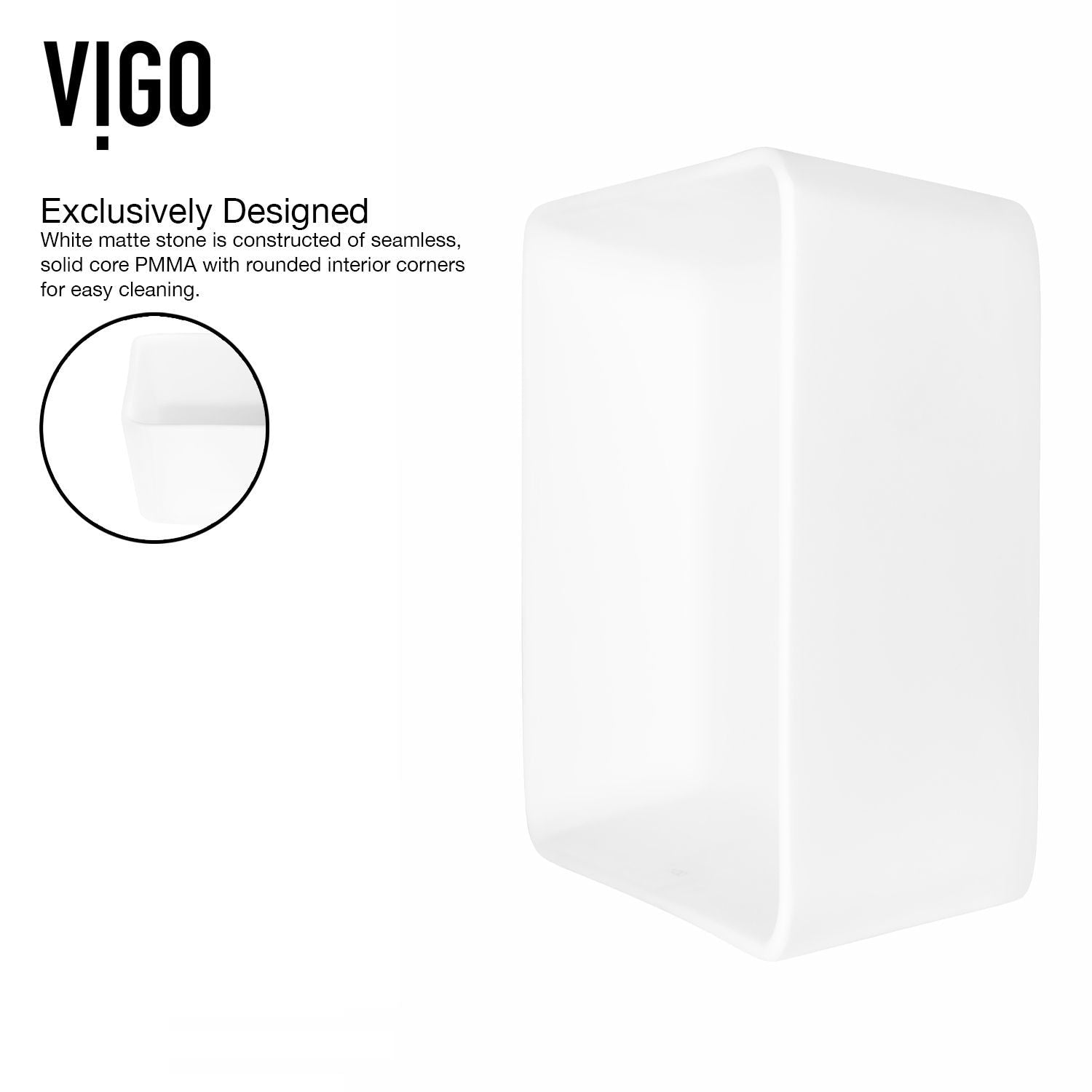 Marigold MatteStone Matte White Bathroom Sink/Basin Set with Amada Faucet and Rectangular Composite Vessel J9U3 - product image 4