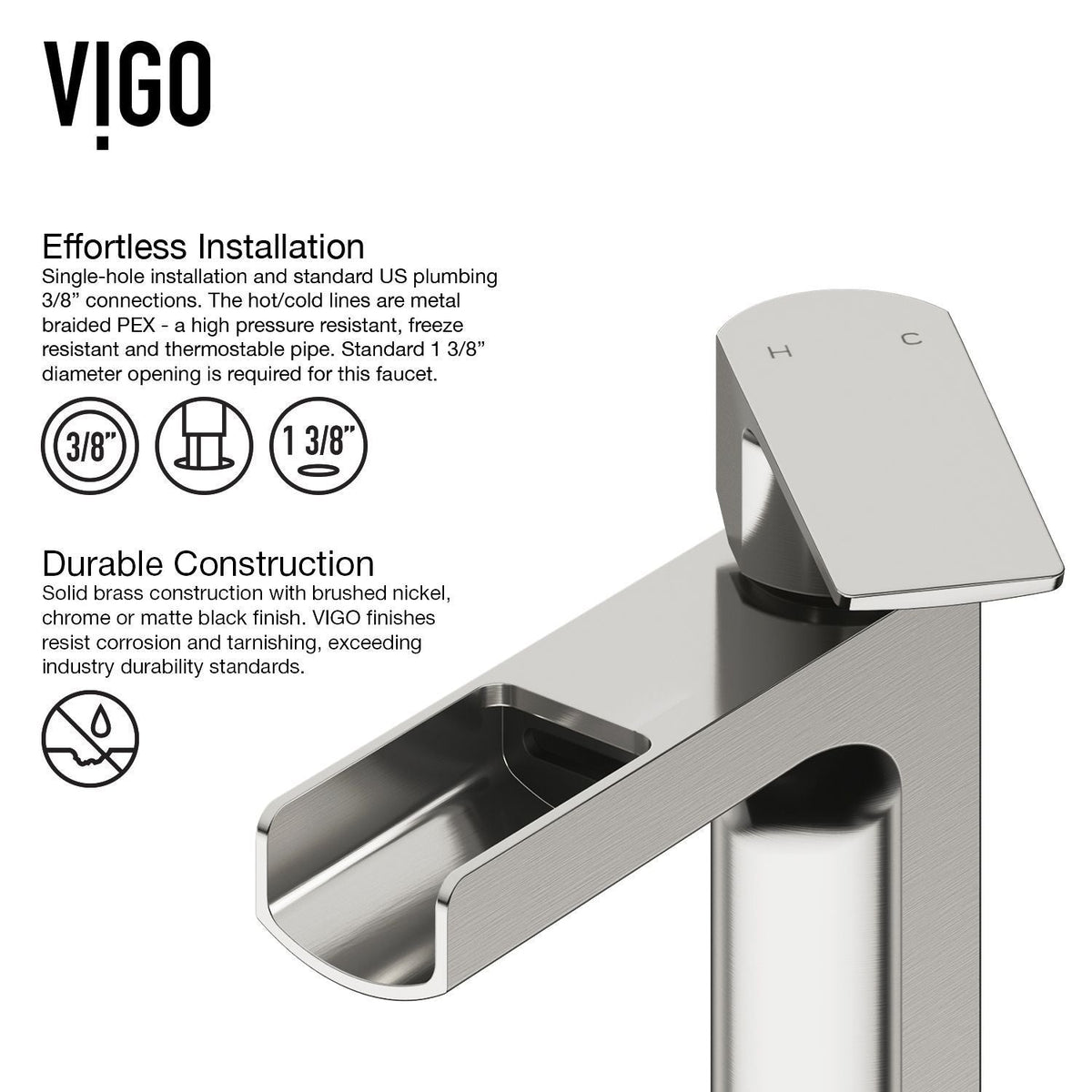 Marigold MatteStone Matte White Bathroom Sink/Basin Set with Amada Faucet and Rectangular Composite Vessel J9U3 - product image 7