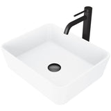 Marigold MatteStone Matte White Bathroom Sink/Basin Set with Lexington Faucet and Rectangular Composite Vessel Y4M0 - product image 1