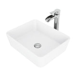 Marigold MatteStone White Bathroom Sink/Basin Set with Niko Faucet and Rectangular Composite Vessel T1I2 - product image 1