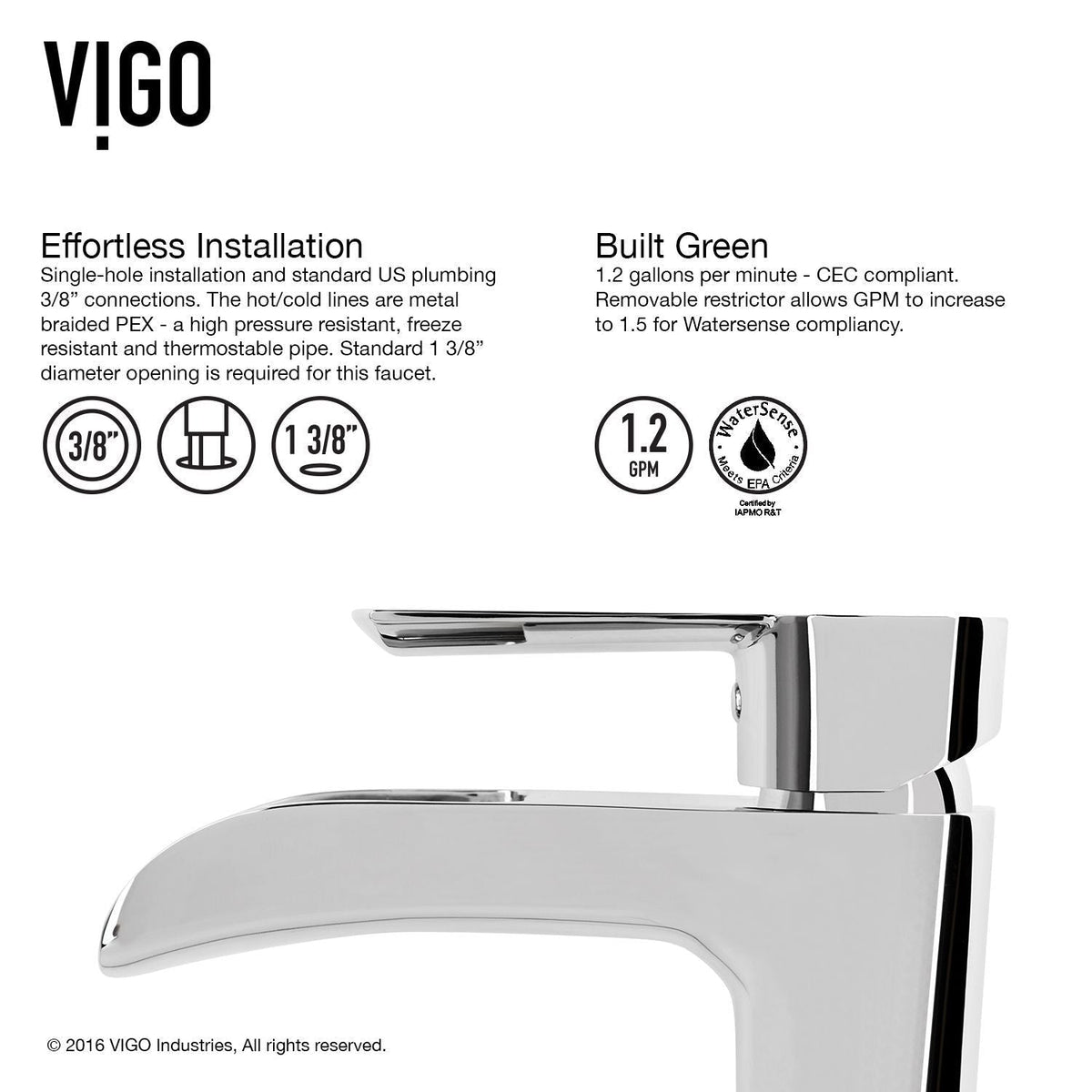 Marigold MatteStone White Bathroom Sink/Basin Set with Niko Faucet and Rectangular Composite Vessel T1I2 - product image 8
