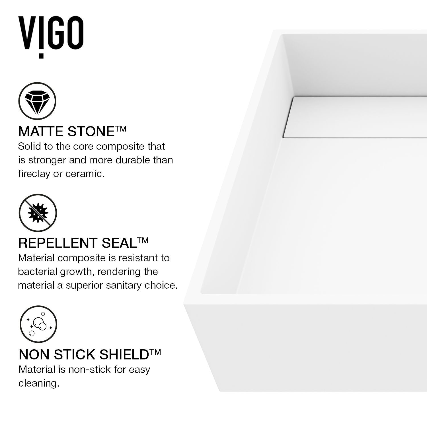 Montauk MatteStone 15x15-in Deep White Bathroom Sink/Basin with Rectangular Vessel M6B3 - product image 5