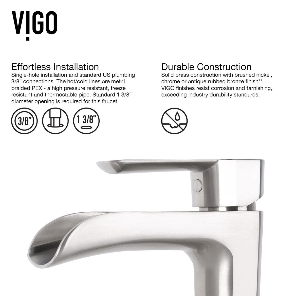 Niko Single Handle Vessel Sink Bathroom Faucet with Deck Plate, Brushed Nickel K0Y5 - product image 6