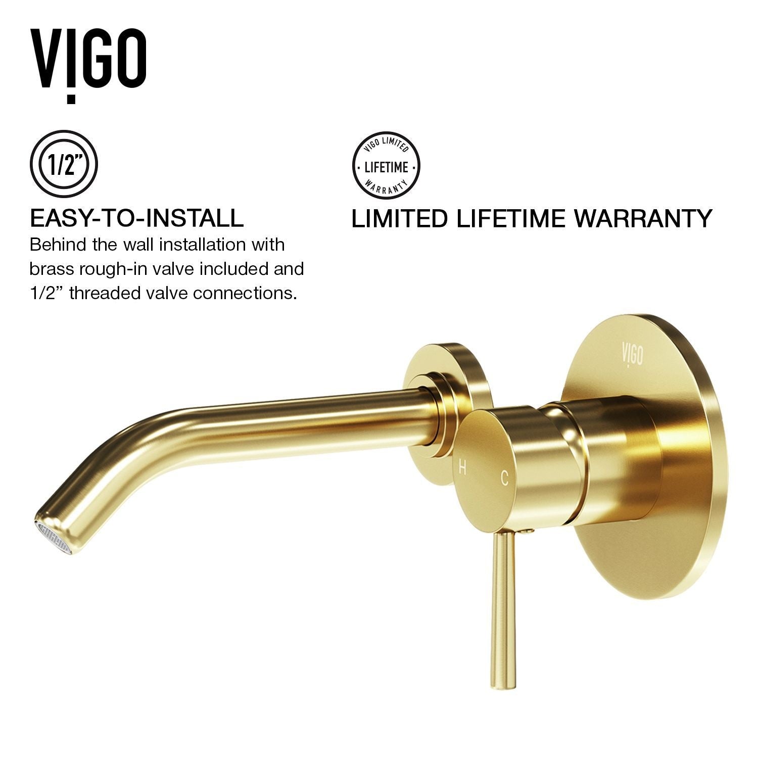 Olus Wall Mount Single Lever Bathroom Sink Faucet, WaterSense Certified, Matte BGold D7O6 - product image 4