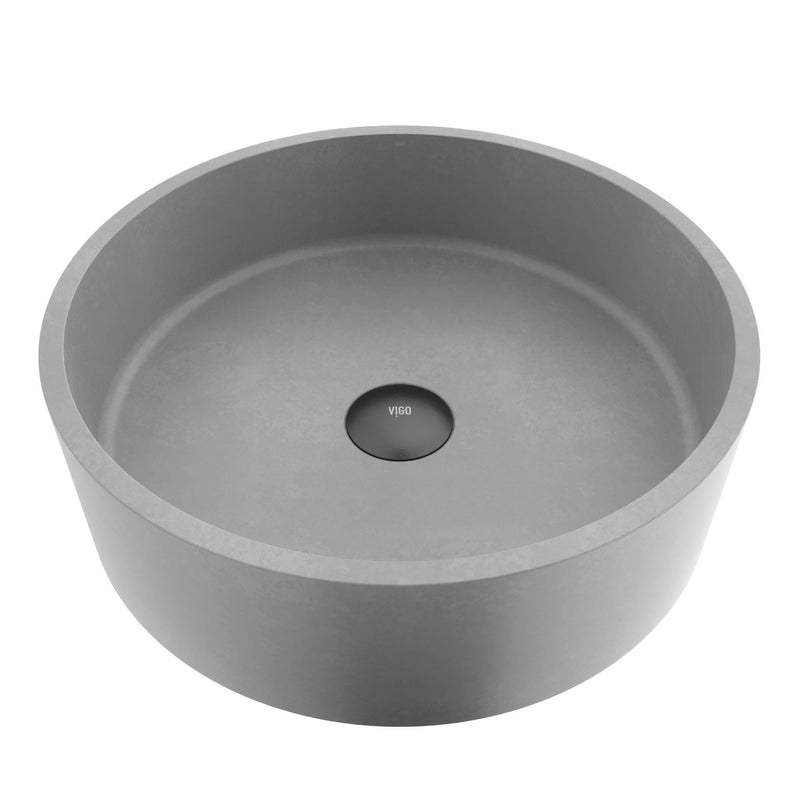 Palermo Gothic ConcretoStone 15x15-in Deep Grey Bathroom Sink/Basin with Round Vessel X2D9