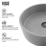Palermo Gothic ConcretoStone 15x15-in Deep Grey Bathroom Sink/Basin with Round Vessel X2D9 - product image 2