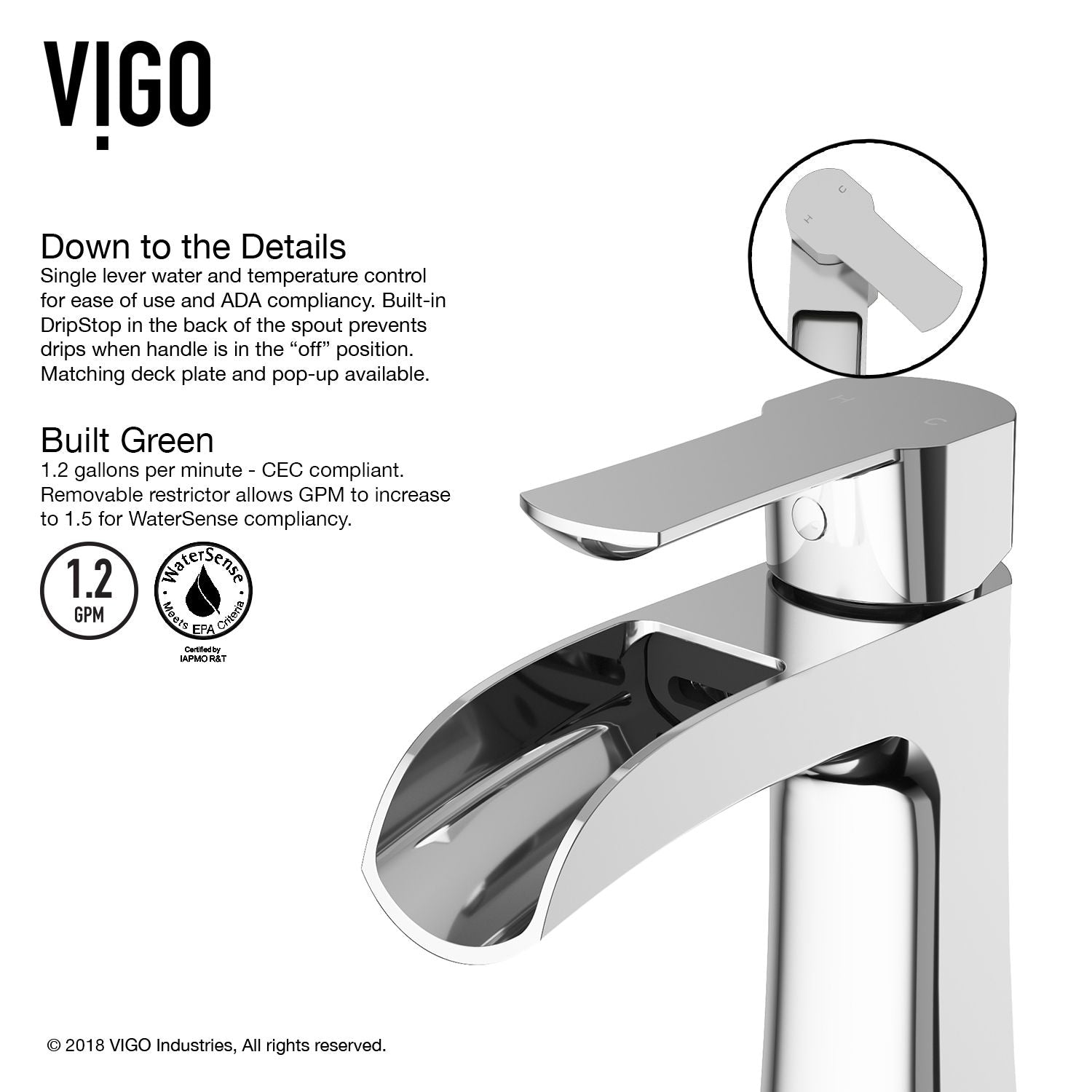 Paloma Single Handle Single Hole Bathroom Sink Faucet, WaterSense Certified, Chrome U6V3 - product image 5