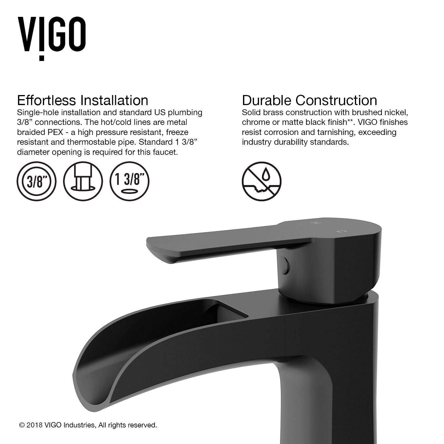 Paloma Single Handle Single Hole Bathroom Sink Faucet, WaterSense Certified, Matte Black R0G4 - product image 4