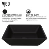 Roma MatteShell Matte Black Bathroom Sink/Basin Set with Lexington Faucet and Glass Square Vessel S4M1 - product image 5