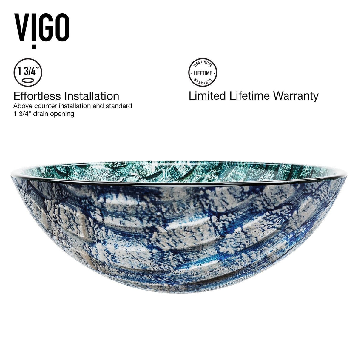 Round Glass Vessel Bathroom Sink/Basin with Scratch-Resistant Surface, Oceania L8J8 - product image 3