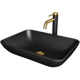 Sottile MatteShell Matte Black Bathroom Sink/Basin Set with Lexington Faucet and Glass Rectangular Vessel X3W1 - product image 1