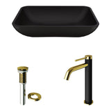 Sottile MatteShell Matte Black Bathroom Sink/Basin Set with Lexington Faucet and Glass Rectangular Vessel X3W1 - product image 2