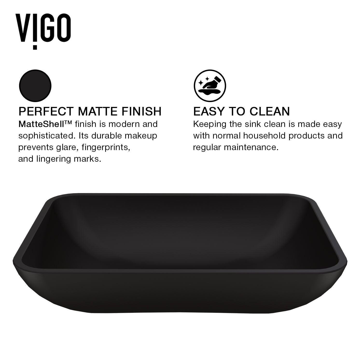 Sottile MatteShell Matte Black Bathroom Sink/Basin Set with Lexington Faucet and Glass Rectangular Vessel R1O9 - product image 4