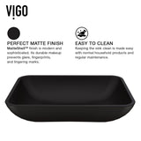 Sottile MatteShell Matte Black Bathroom Sink/Basin Set with Lexington Faucet and Glass Rectangular Vessel X3W1 - product image 4