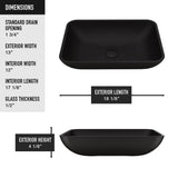 Sottile MatteShell Matte Black Bathroom Sink/Basin Set with Lexington Faucet and Glass Rectangular Vessel X3W1 - product image 7