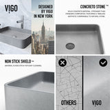 Tarragona Gothic ConcretoStone 19x14-in Deep Grey Bathroom Sink/Basin with Rectangular Vessel B8T3 - product image 3