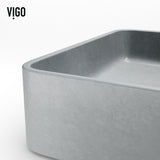 Tarragona Gothic ConcretoStone 19x14-in Deep Grey Bathroom Sink/Basin with Rectangular Vessel B8T3 - product image 7