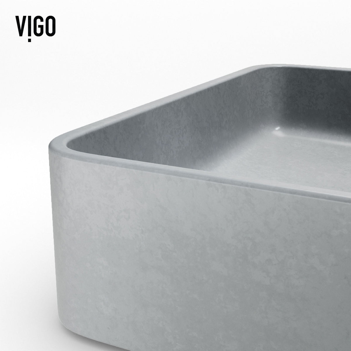 Tarragona Gothic ConcretoStone 19x14-in Deep Grey Bathroom Sink/Basin with Rectangular Vessel B8T3 - product image 7