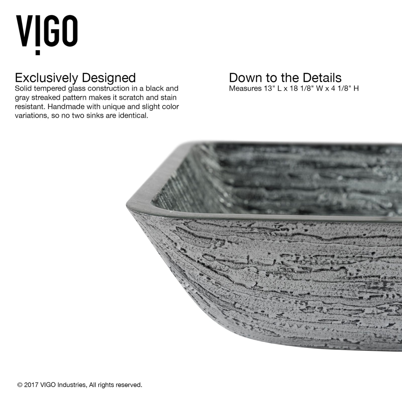 Titanium Glass Slate Grey Bathroom Sink/Basin Set with Niko Faucet and Rectangular Vessel N1N8 - product image 4