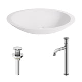 Wisteria MatteStone White Bathroom Sink/Basin Set with Cass Faucet and Oval Composite Vessel K0L2 - product image 2