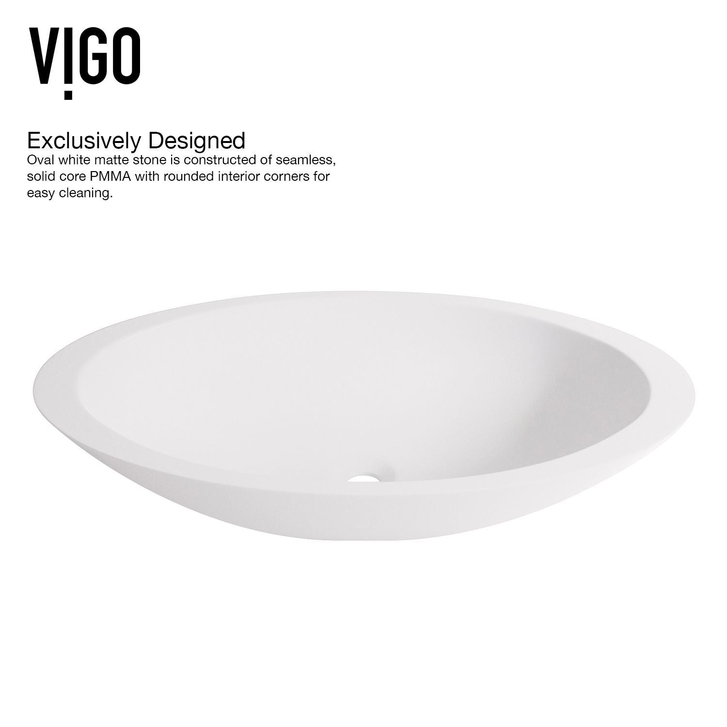 Wisteria MatteStone White Bathroom Sink/Basin Set with Cass Faucet and Oval Composite Vessel K0L2 - product image 5