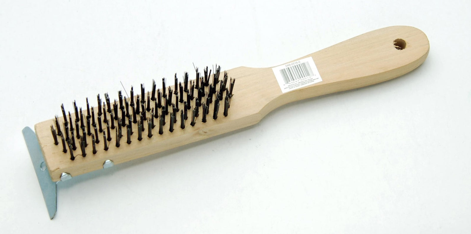 Wooden 5-Row Carbon Steel Wire Brush with Metal Scraper, Cleans/Removes Paint, Rust & Dirt M5H1 - product image 1