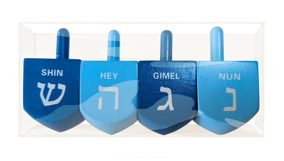 Wooden Dreidel Set, Multi-Coloured, 4-pc, for Hanukkah N2D4 - product image 1