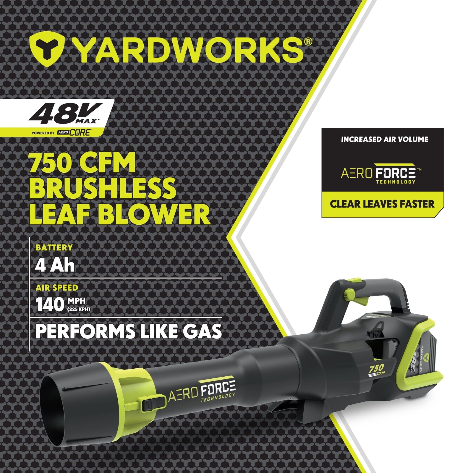 48V Lithium Ion Max Brushless AeroForce 2.0 750 CFM Leaf Blower Kit with (1) 4.0Ah Battery & (1) 2.0A Charger H6X9 - product image 6