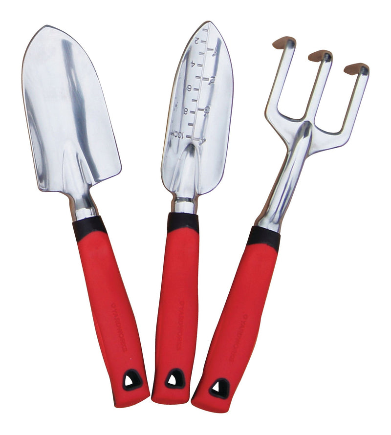 Aluminium Garden Tool Set with Rubber Handles, Assorted Colours, 3-pc U8M1