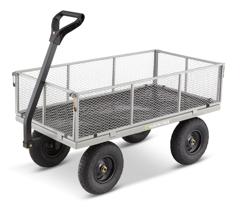 Steel Tray 4-Wheel Mesh Garden/Yard Cart with Removable Sides, 1200-lb V7B9