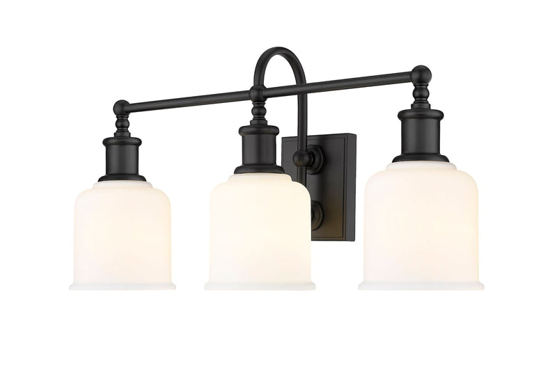 Bryant 3-Light Vanity Light, Black with Opal Shade H1K6
